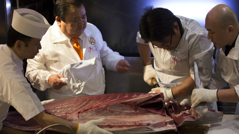 Fish mongers with bluefin tuna