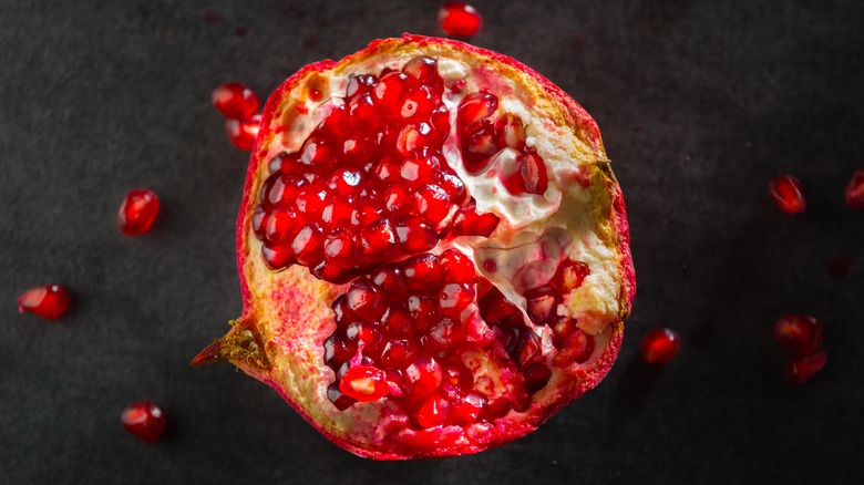 Pomegranate broken in half