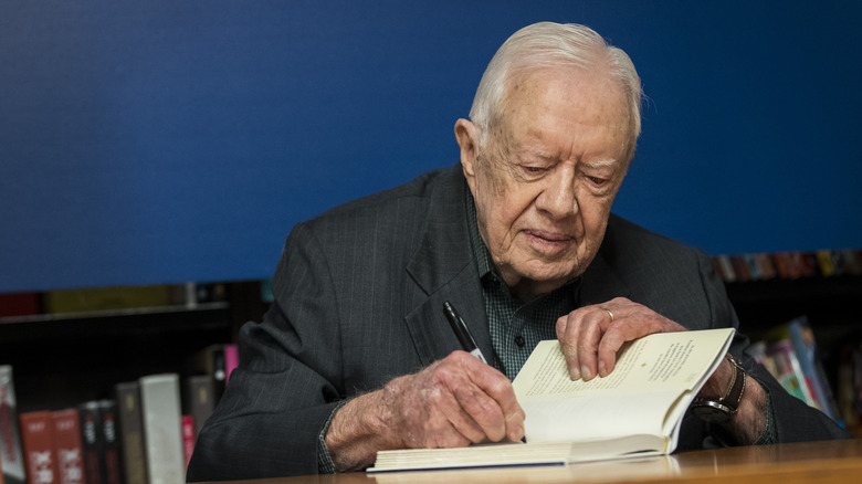 Jimmy Carter at a book signing