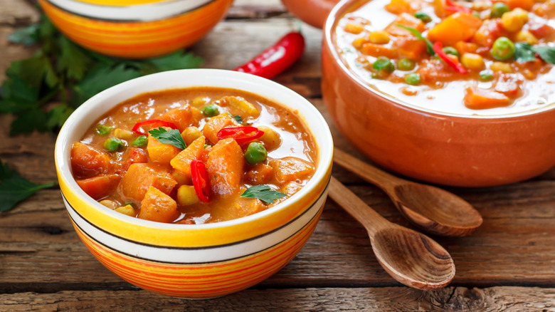 Bowl of curry with pumpkin