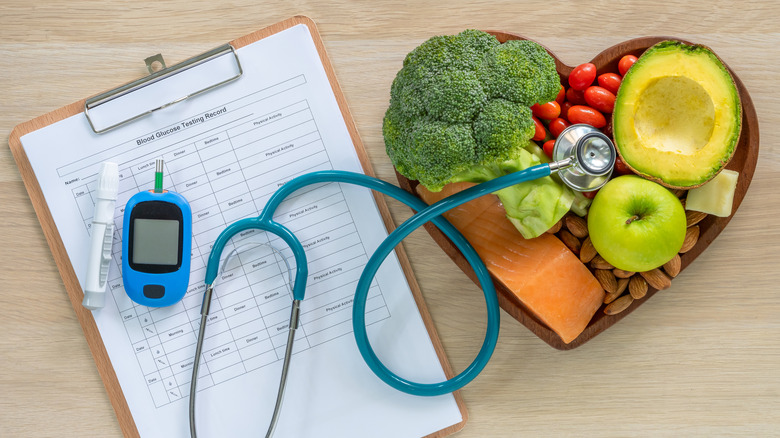 Stethoscope on a plate of vegetables