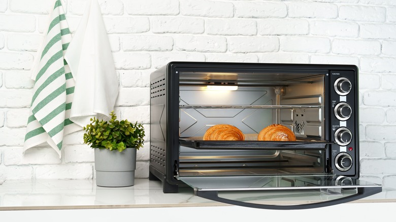 Croissants in a toaster oven home appliance