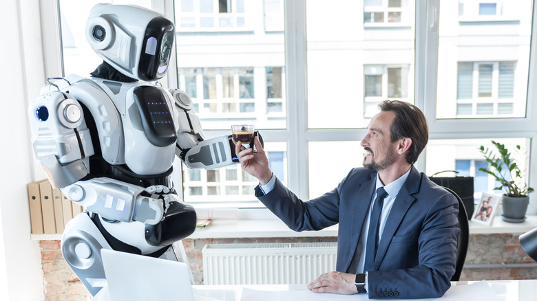 robot serving corporate worker coffee