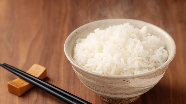 hot rice in bowl