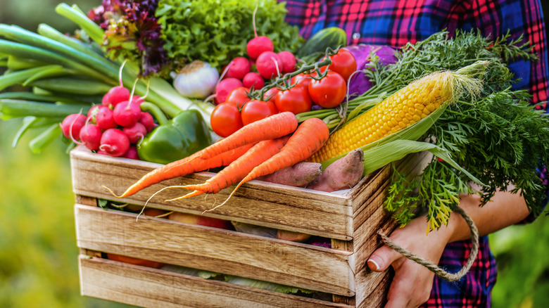 Box of freshly picked produce