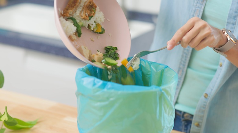 Leftovers being thrown out