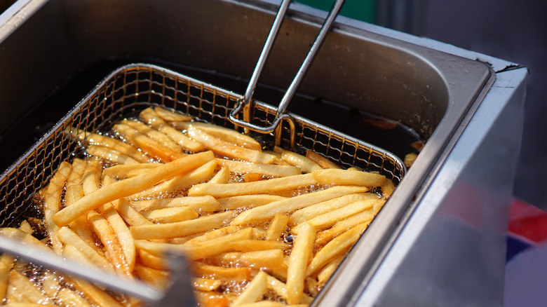 French fries in fryer