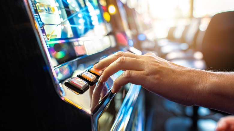 Person using a gambling machine