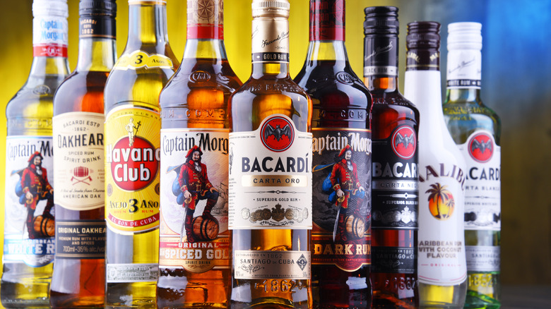 selection of rum bottles