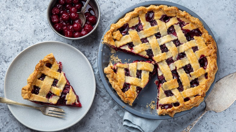 sliced sour cherry pie