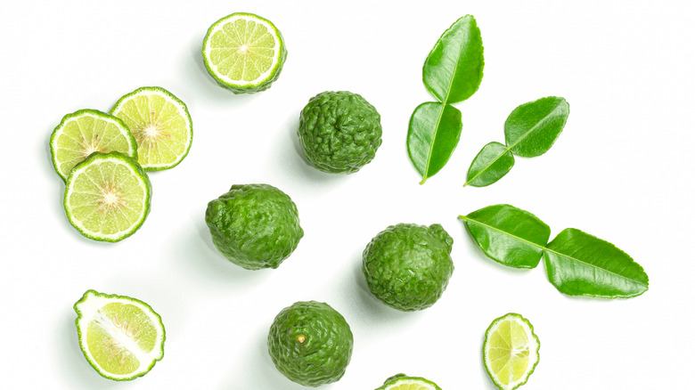 dsliced and whole bergamot fruits