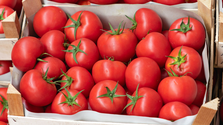 Tomatoes in a crate