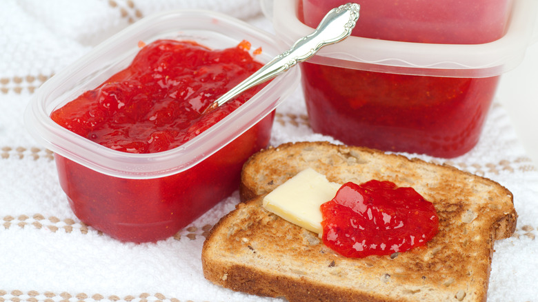 fresh jam on toast