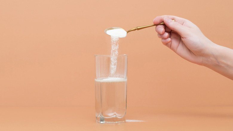 Pouring protein powder