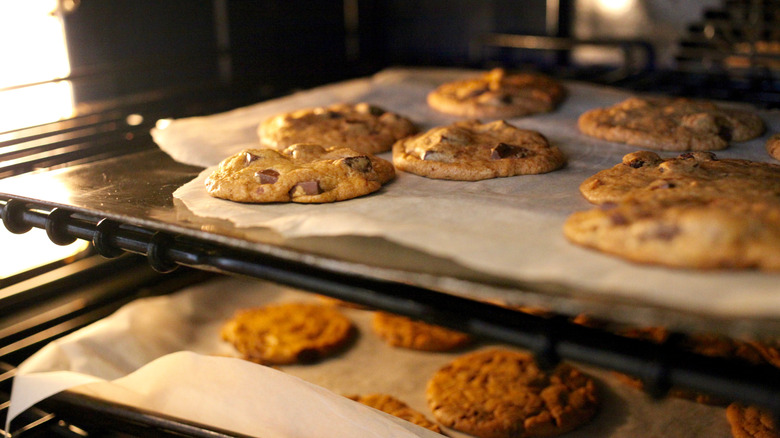 Cookies baking in oven