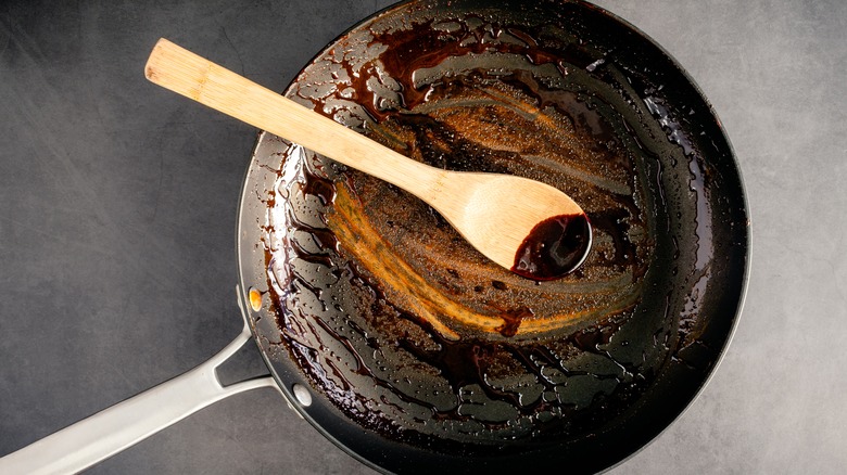 Burnt glaze in pan