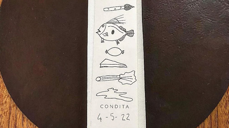 Condita drawings on menu