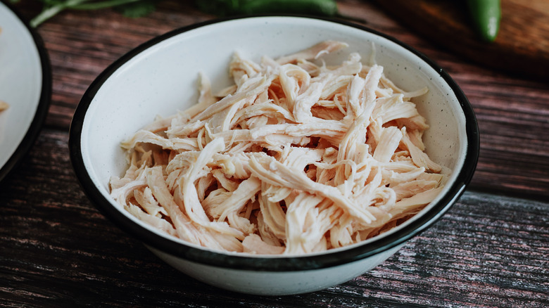 shredded chicken thigh in bowl