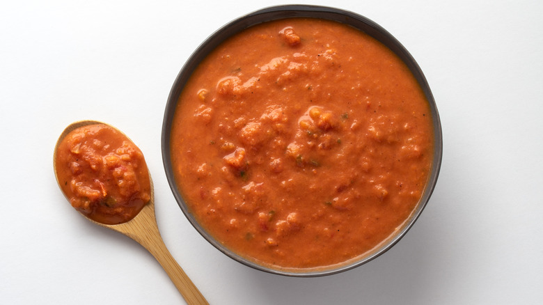 vodka sauce in bowl with spoon 