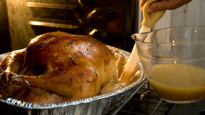 basting a turkey straight from the oven