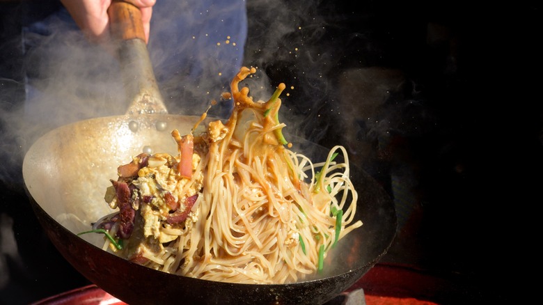 food in a wok