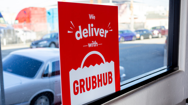 Grubhub sign in restaurant window