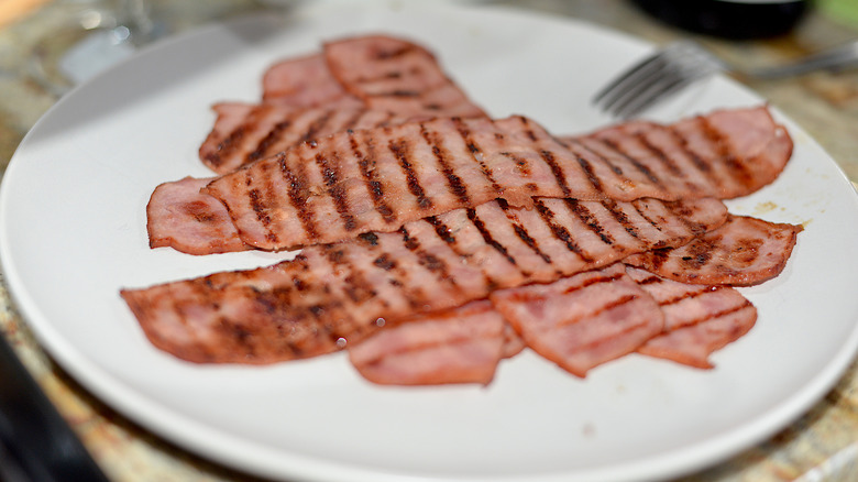 Turkey bacon with grill marks