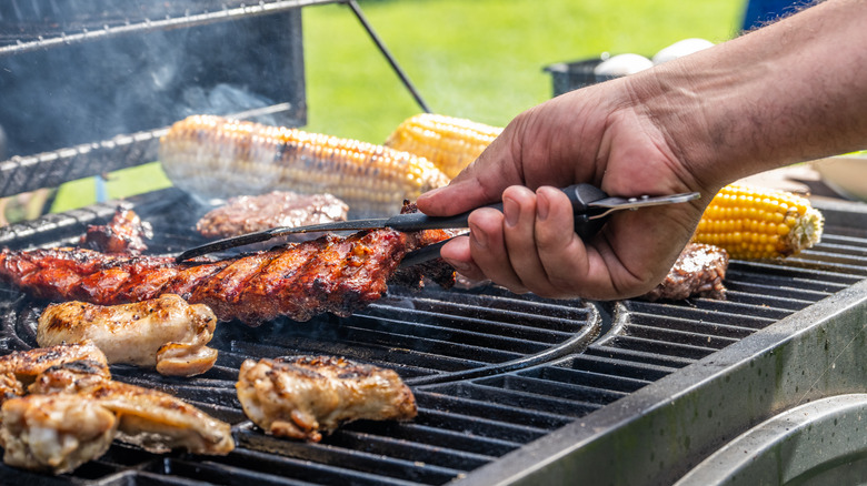 roasting on outdoor grill station