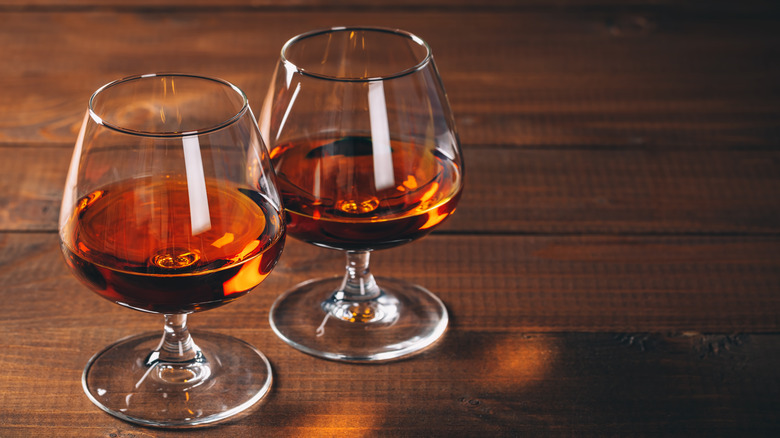 Bourbon served in a wide-rimmed snifter glass