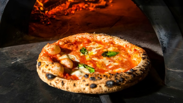 A wood-fired pizza