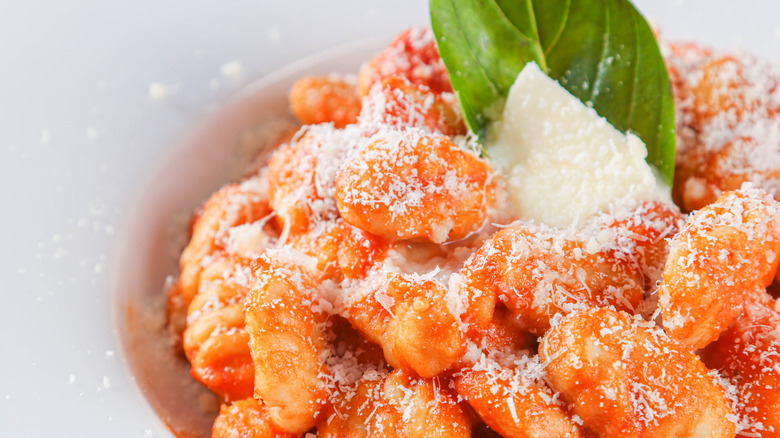Gnocchi in a tomato sauce with cheese