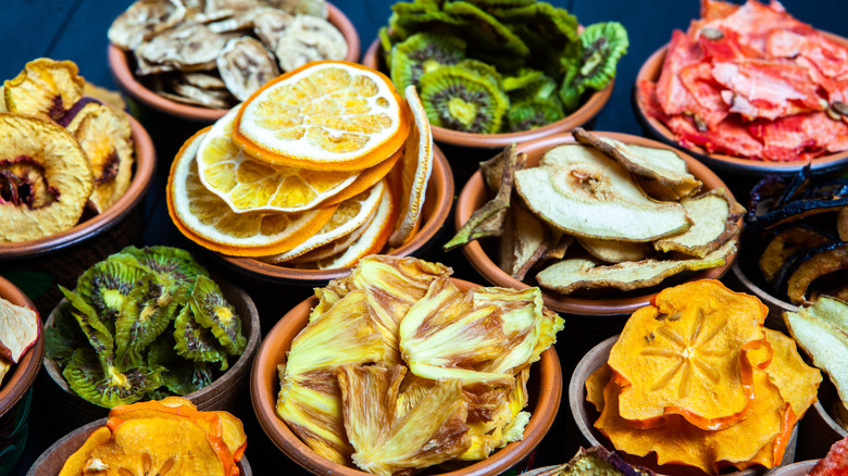 Bowls of dried fruit