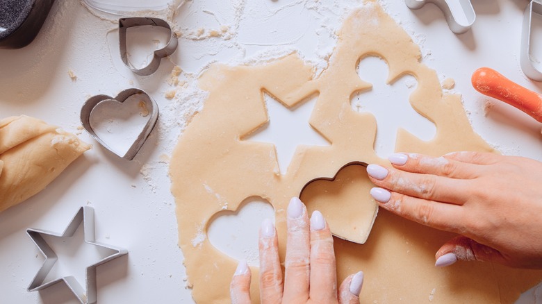 cutting sugar cookies