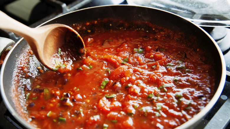 Tomato sauce in a pan 