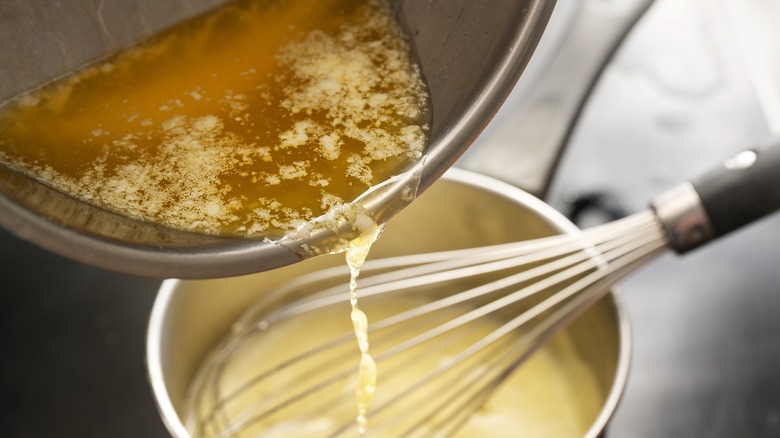 Melted butter being poured