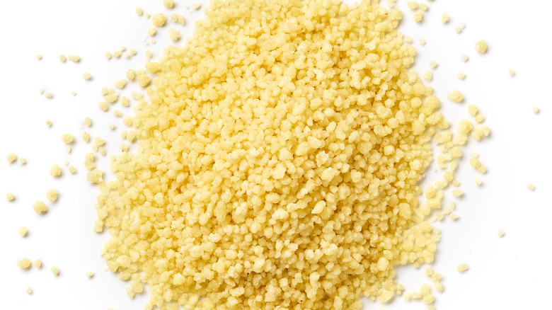 Couscous pearls on a white background