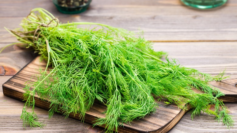 Dill on cutting board