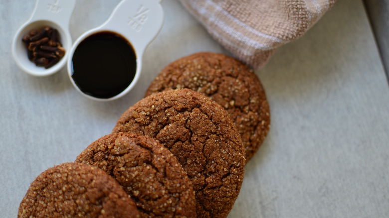 Molasses cookies on a board