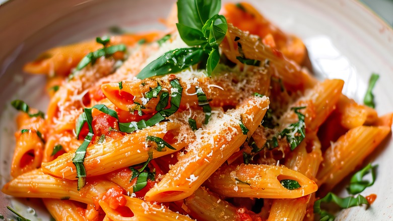 penne alla vodka with parmesan