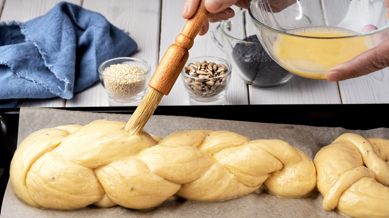 Braided bread dough butter