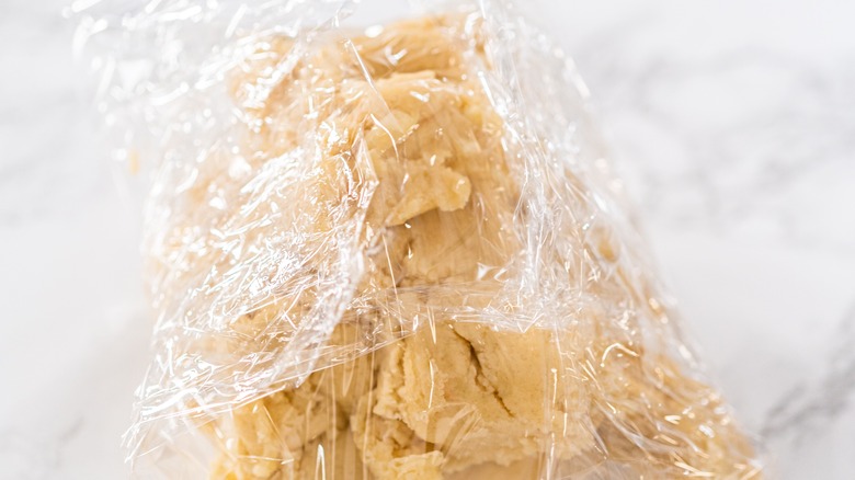 Sugar cookie dough plastic wrap