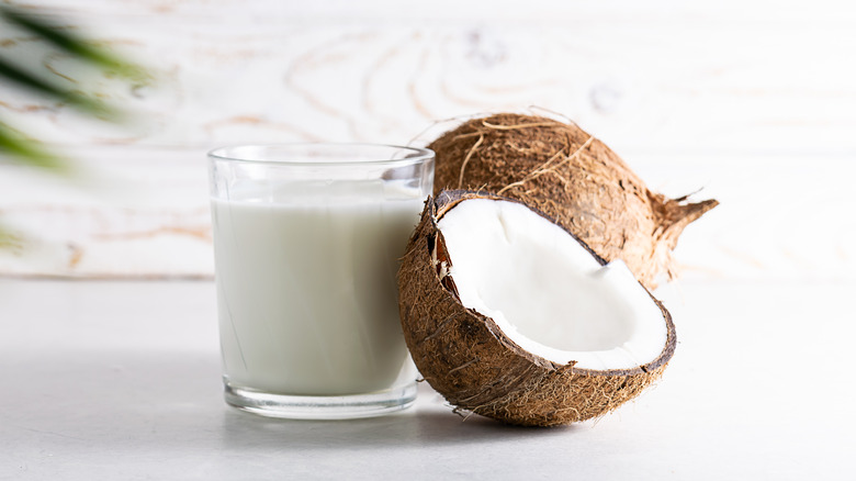 Coconut milk and mature coconuts