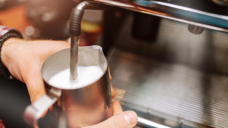 barista steaming milk