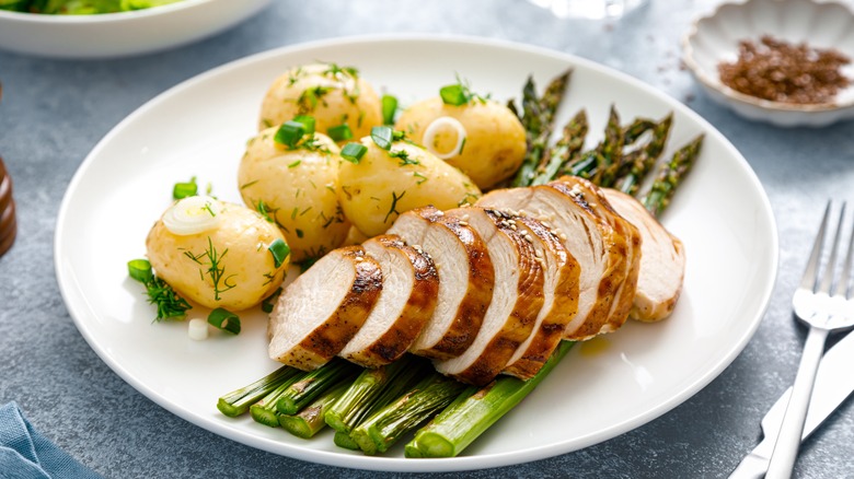 Plate of marinated chicken