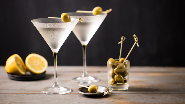Martinis served in chilled glasses