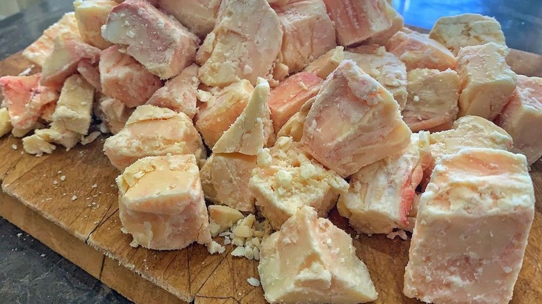 Suet on a cutting board