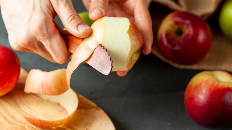 peeling apples