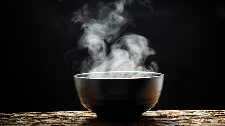 Steaming soup bowl