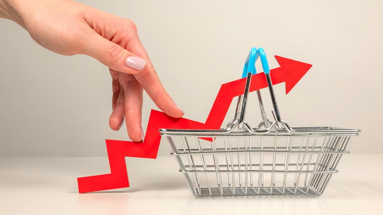 Grocery basket with arrow pointing up