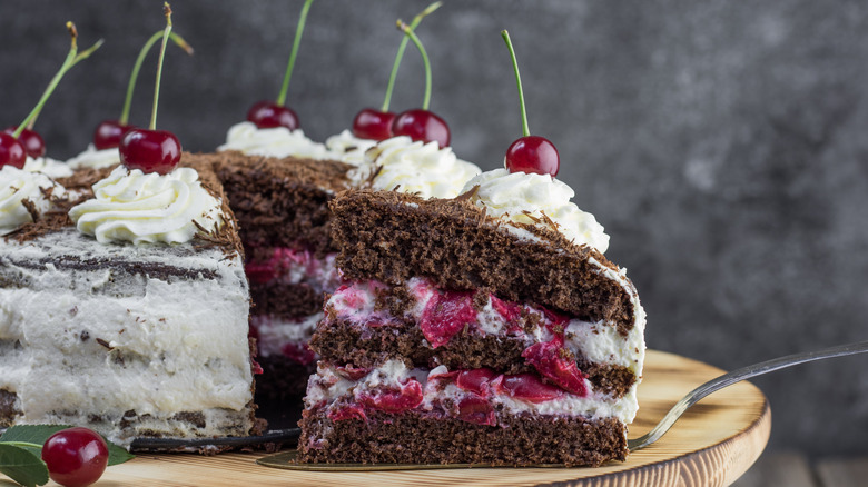 sliced black forest cake